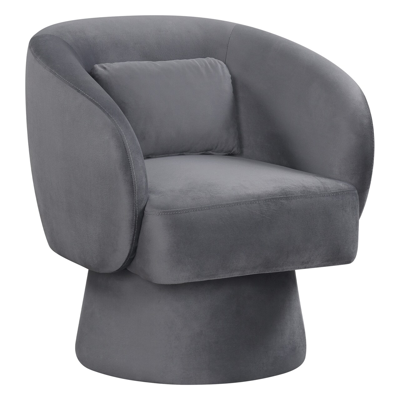 Barrel Swivel Chair Plush Fabric 360 Degree Rotation with Supportive Arms